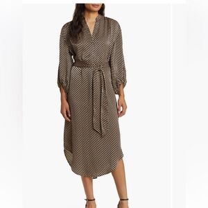 Elegant Long Sleeve Brown Dress